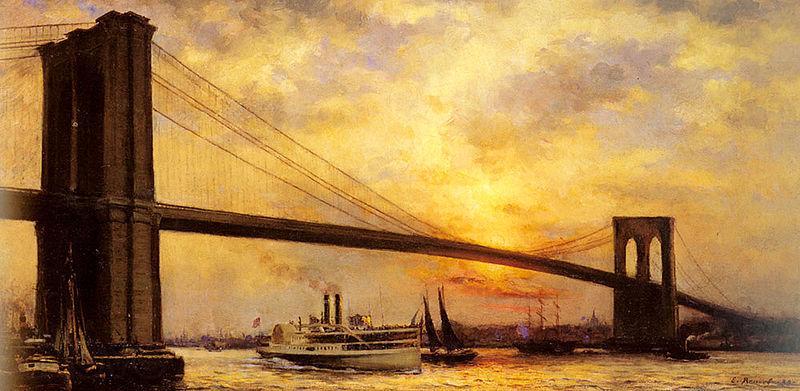 unknow artist View of the Brooklyn Bridge Spain oil painting art